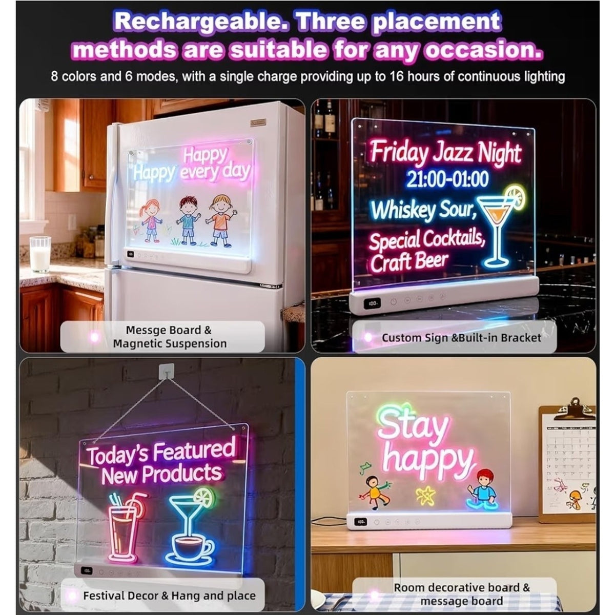 Cosmody Rechargeable LED Drawing Board for Kids, Large 16" Light Up Drawing Pad