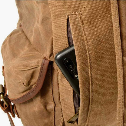 Men Waxed Canvas Leather Backpack Travel Rucksack Camping Hiking School Book Bag