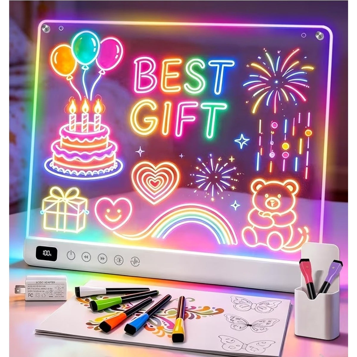 Cosmody Rechargeable LED Drawing Board for Kids, Large 16" Light Up Drawing Pad