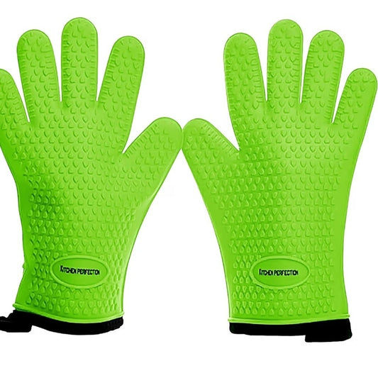 KITCHEN PERFECTION XL Silicone Smoker Oven GlovesExtreme Heat Resistant BBQ G...