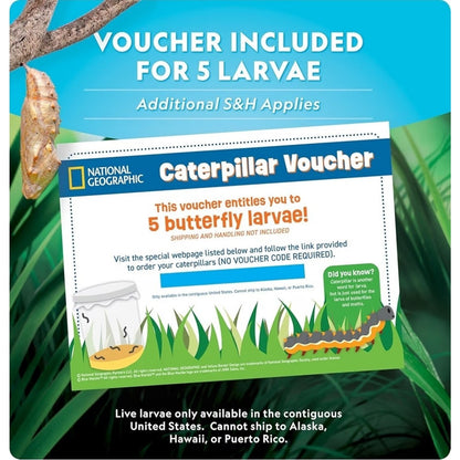 Butterfly Growing Kit Voucher for 5 Live Caterpillars STEM National Geographic