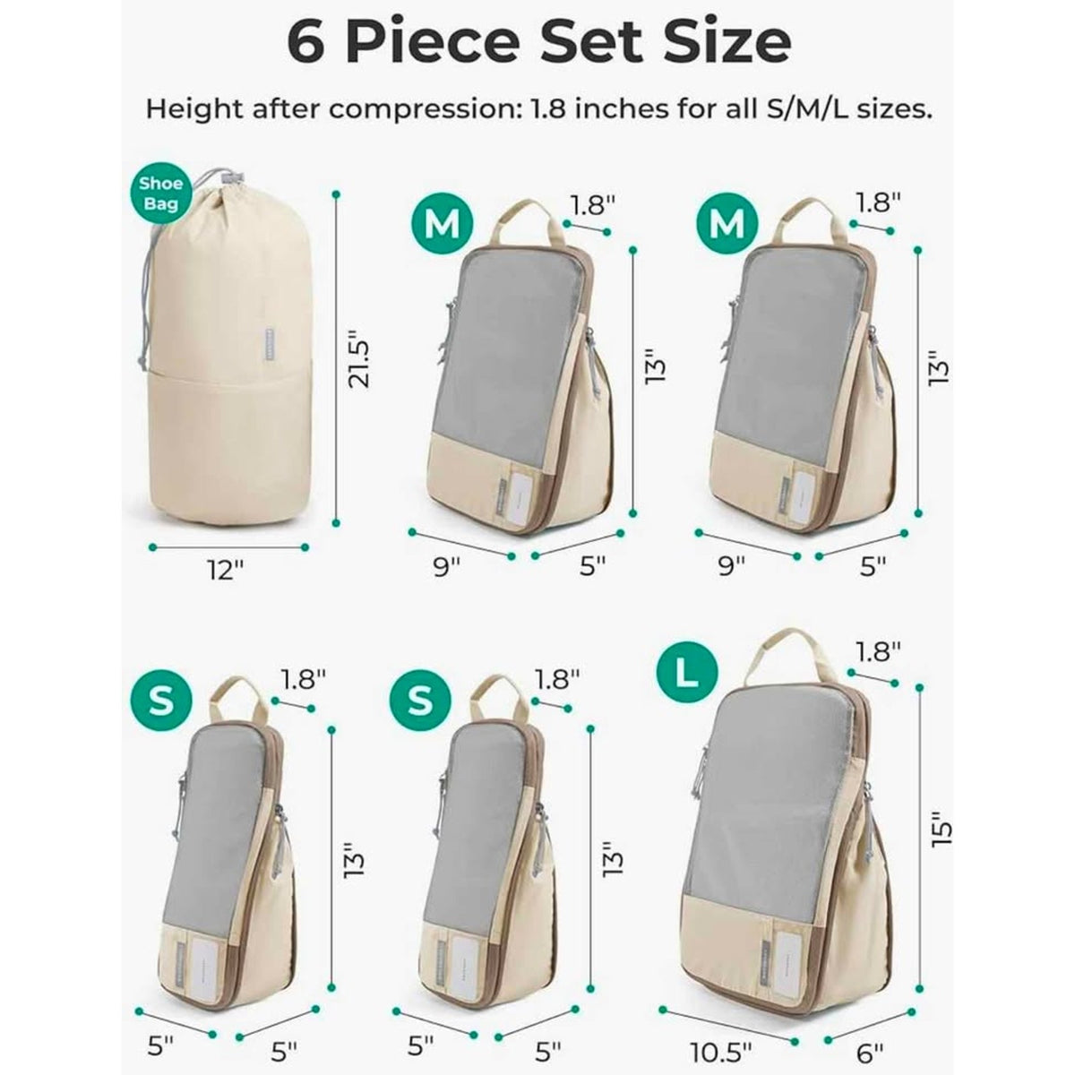 BAGSMART 4 Set Compression Packing Cubes for Travel