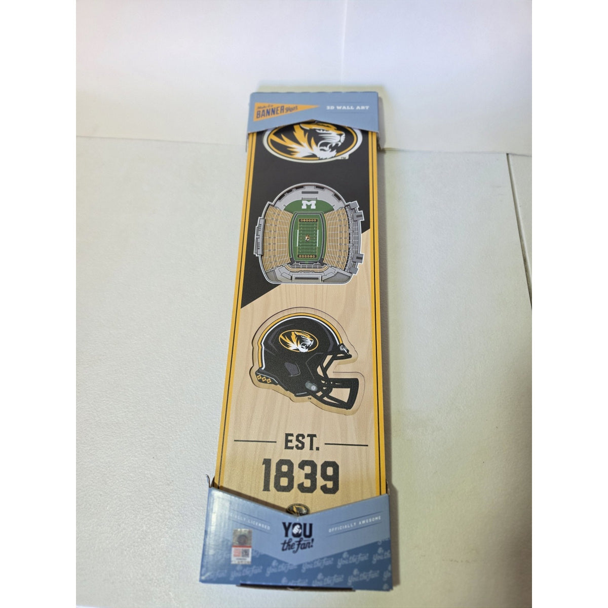 Missouri Tigers NCAA 3D Stadium Wall Art Banner 6x19 Made in USA Wood Décor