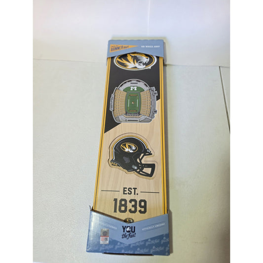 Missouri Tigers NCAA 3D Stadium Wall Art Banner 6x19 Made in USA Wood Décor