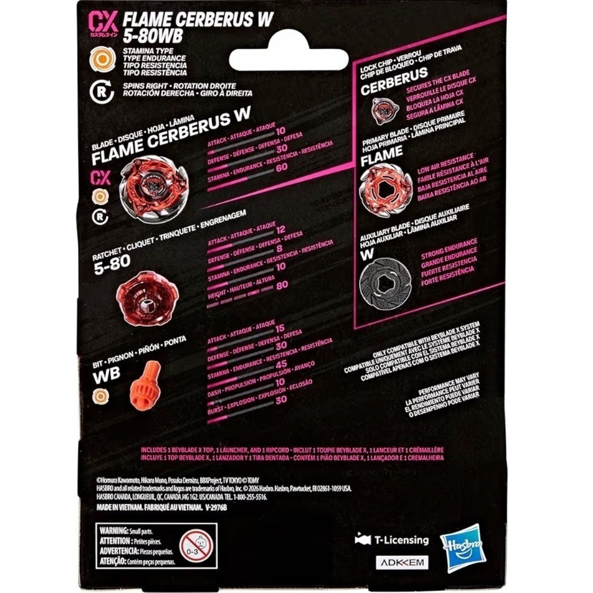 BEY BLADE X Flame Cerberus W 5-80WB CX Starter Pack Set, Takara Tomy Stamina Typ