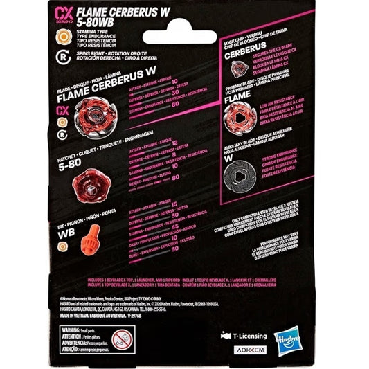 BEY BLADE X Flame Cerberus W 5-80WB CX Starter Pack Set, Takara Tomy Stamina Typ
