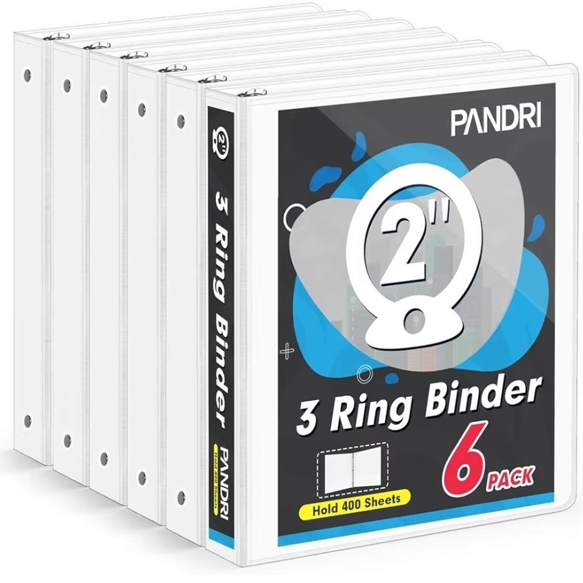 3 Ring Binder 2 Inch 6 Pack 2-Inch Binder Fits Letter Size 8.5'' x 11'' Paper