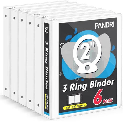 3 Ring Binder 2 Inch 6 Pack 2-Inch Binder Fits Letter Size 8.5'' x 11'' Paper