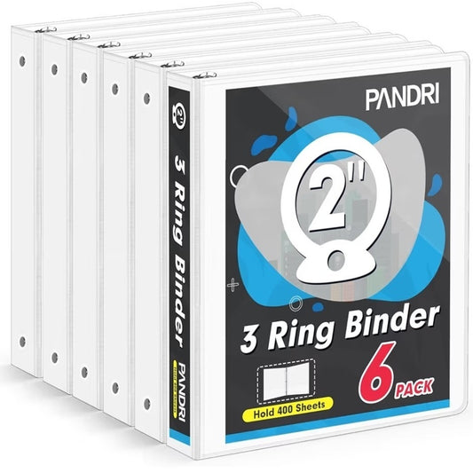 3 Ring Binder 2 Inch 6 Pack 2-Inch Binder Fits Letter Size 8.5'' x 11'' Paper