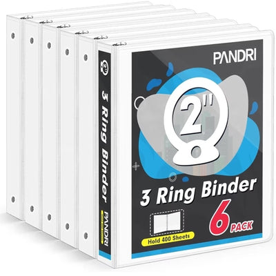 3 Ring Binder 2 Inch 6 Pack 2-Inch Binder Fits Letter Size 8.5'' x 11'' Paper