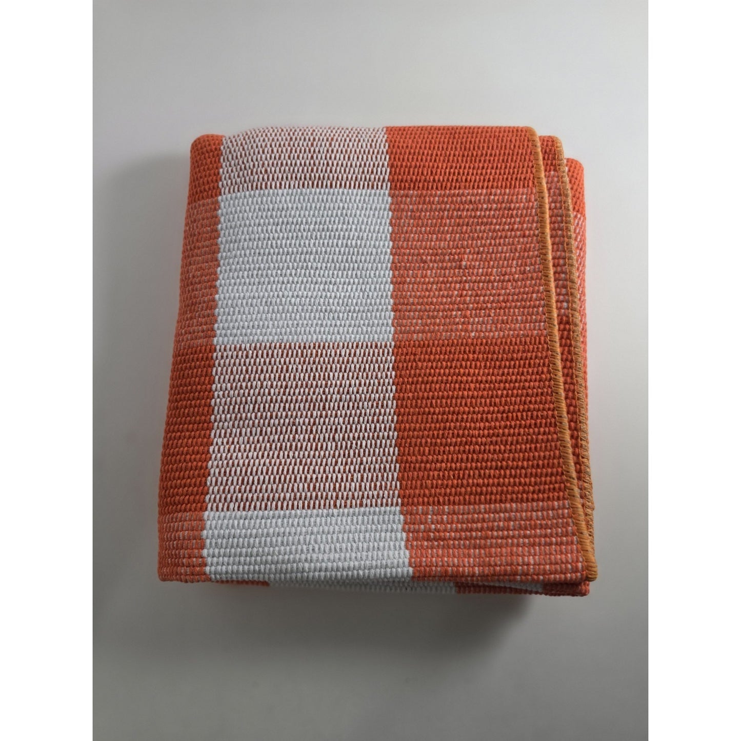 27.5 X 43 Orange and White Checked Outdoor Rug Buffalo Plaid Cotton Washable
