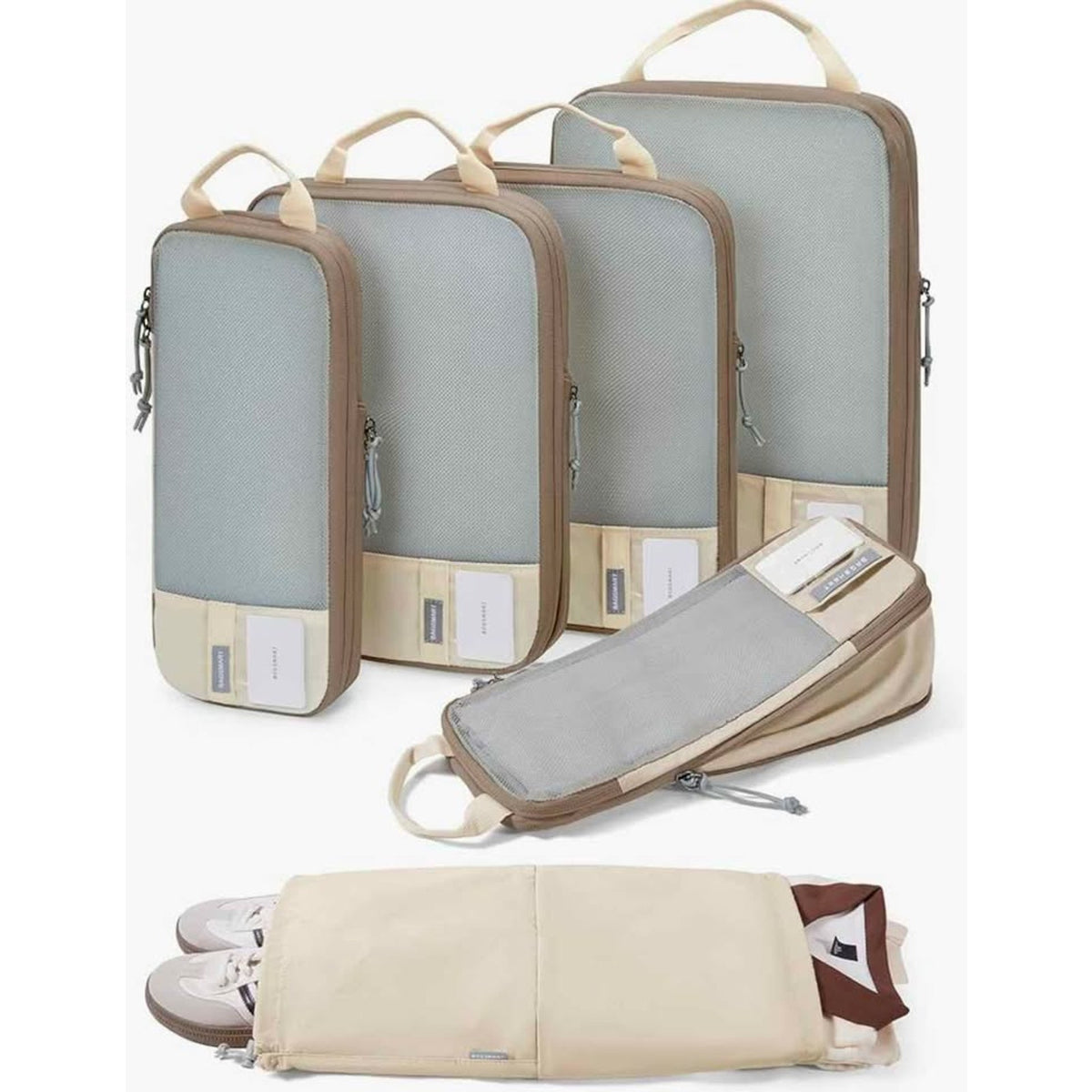 BAGSMART 4 Set Compression Packing Cubes for Travel