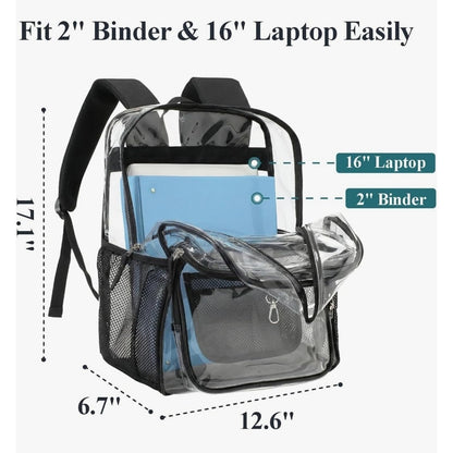 PACKISM Clear Backpack for School - 17 Inch Large Heavy Duty Bookbag, Reinforced