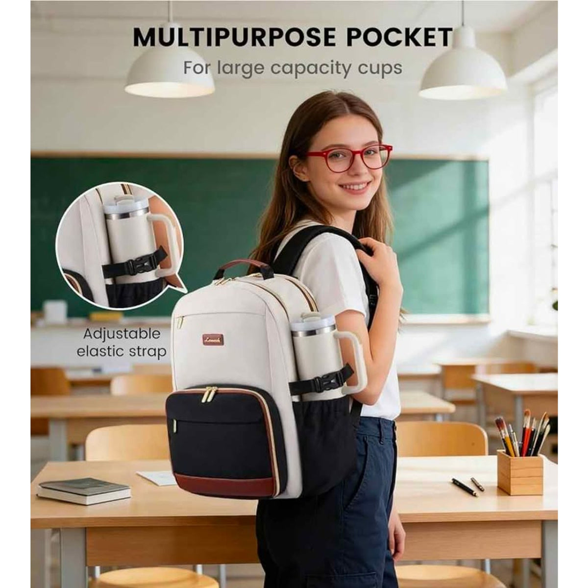 LOVEVOOK Laptop Backpack for Women with Pouch Pocket for Large Capacity Cup,15.6