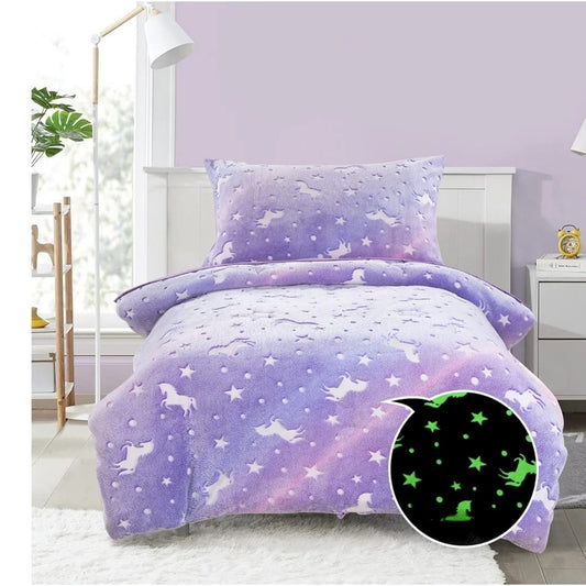 Unicorn Glow in The Dark Blanket for Girls/Kids Age 3-12, Soft Fleece Throw -...