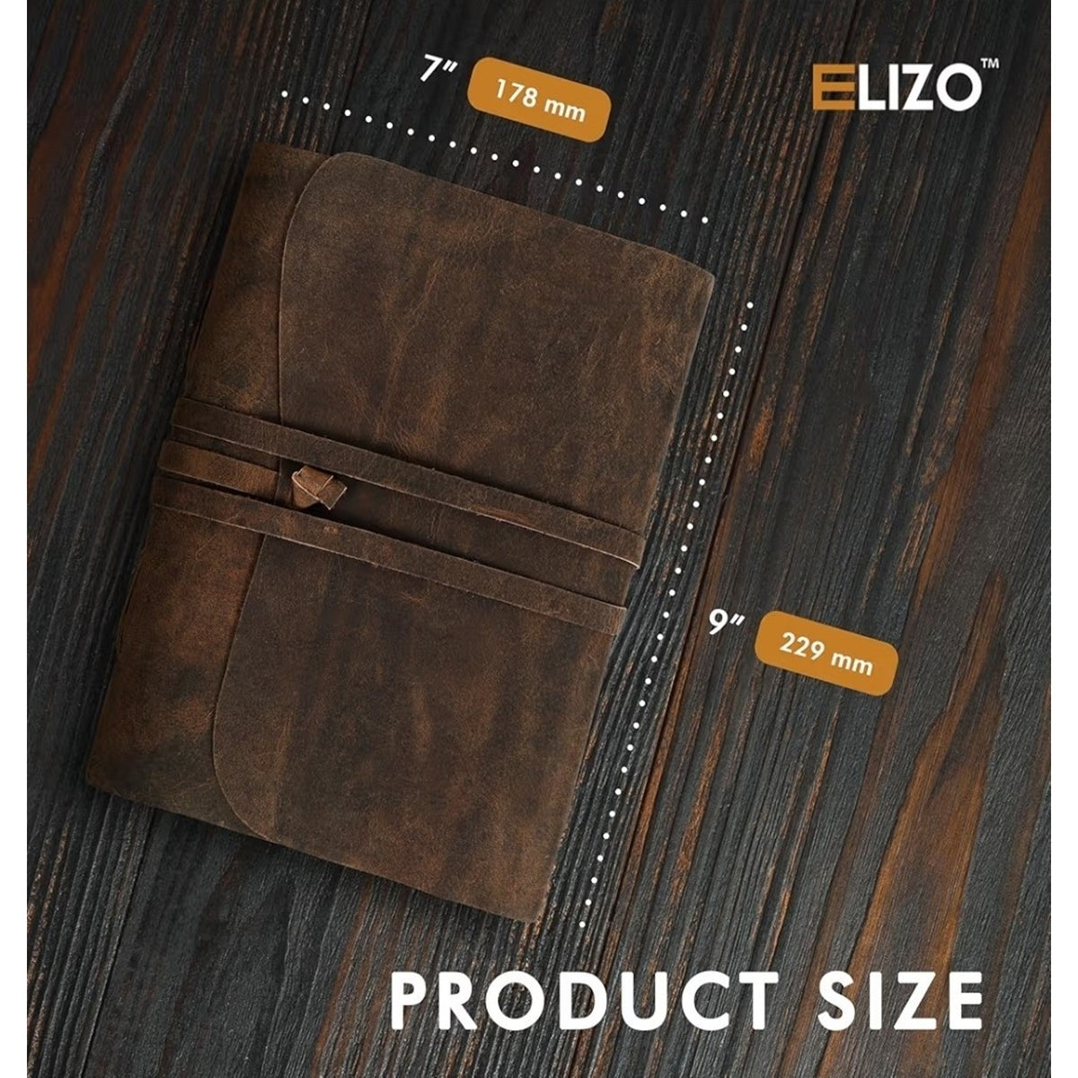 ELIZO Leather Journal Notebook Leather Bound Journal for Men - 7x9 Refillable Le