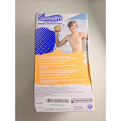 SWIMWAYS HYDRO WATERPROOF 9.25” Orange FOOTBALL-BEACH & POOL PLAY-AGES 5+ (NEW)