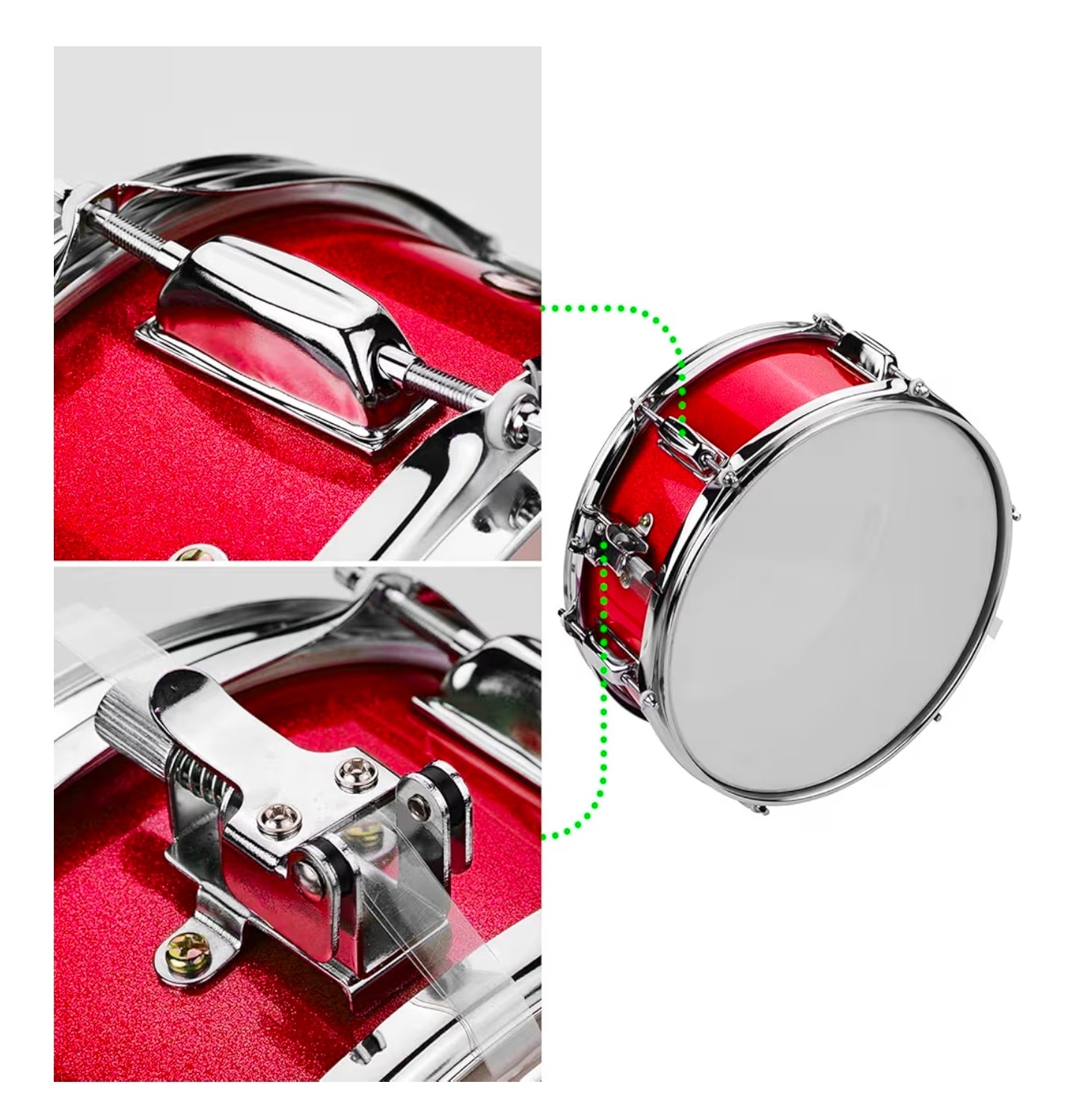 12-Inch Student Snare Drum Set with Sticks & Strap (Red, Open Box)