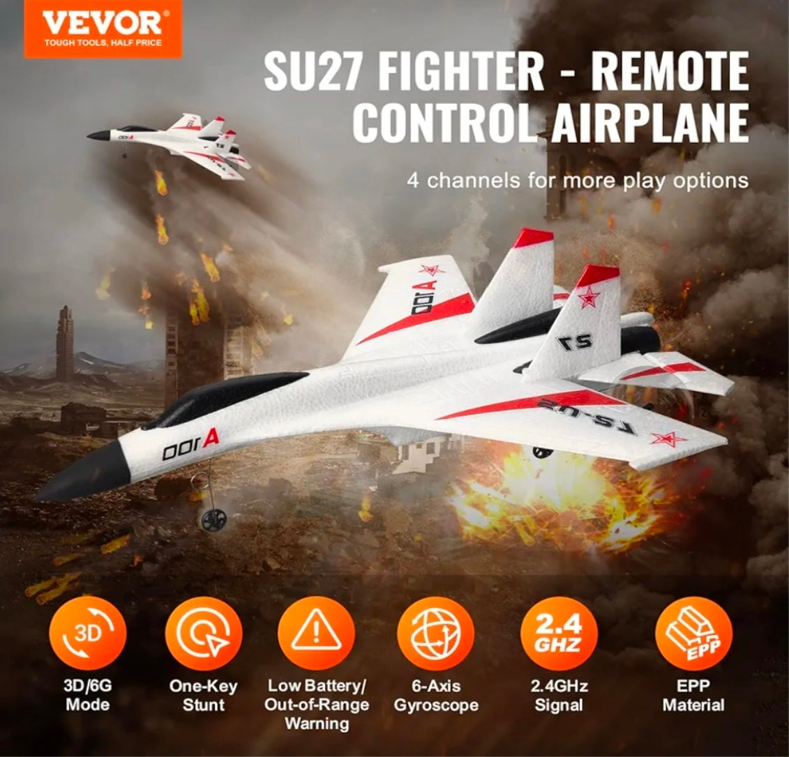 VeVOR SU-27 4CH RC Airplane – Open Box