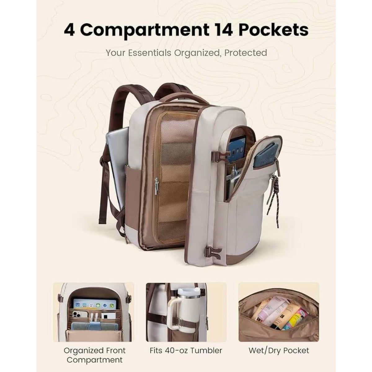 40L Travel Backpack for Women, Airline Approved Carry on Luggage, TSA Personal I