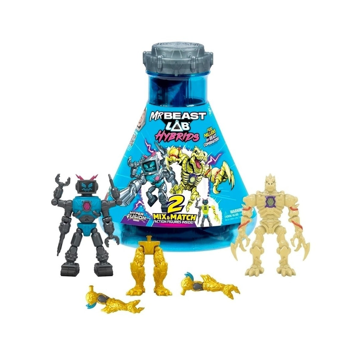 MrBeast Lab Hybrids Multi Pack, Lab-Bot vs GID Skeleton 4 inches, Multicolor