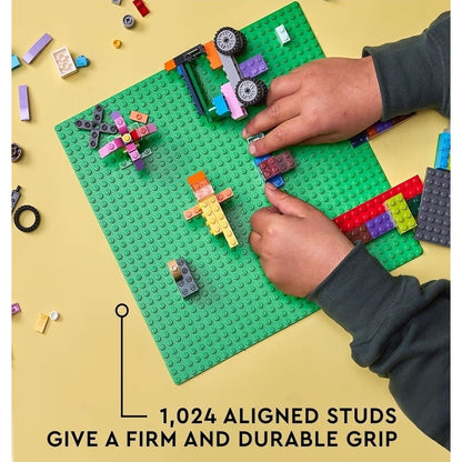 2 LEGO Classic Green Baseplate, Square 32x32 Stud Foundation to Build, Play