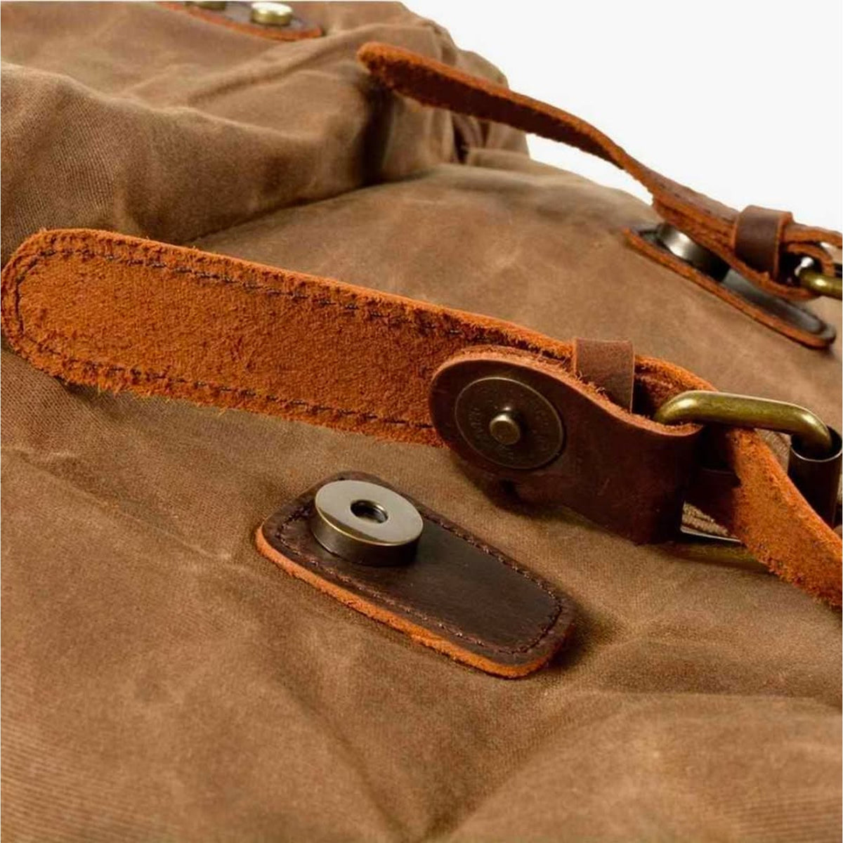 Men Waxed Canvas Leather Backpack Travel Rucksack Camping Hiking School Book Bag