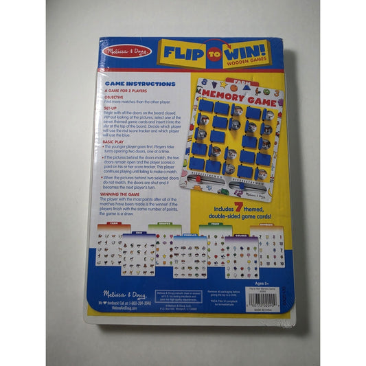 Melissa & Doug Flip to Win Travel Memory Game - Wooden Game Board, 7