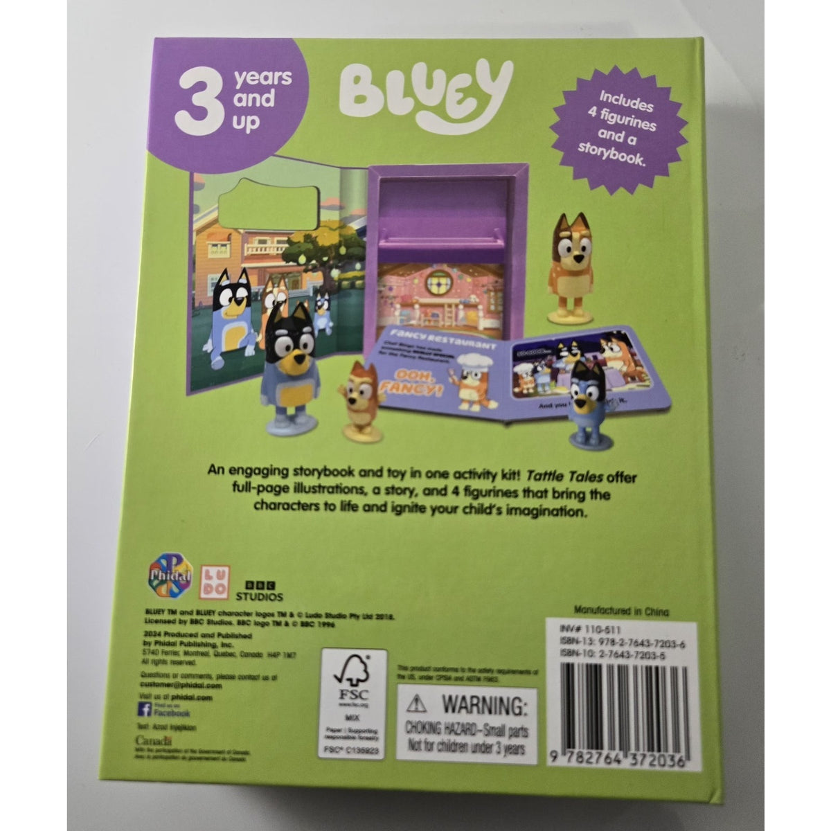 Bluey Tattle Tales Storybook w 4 Figures Kids Gift Set