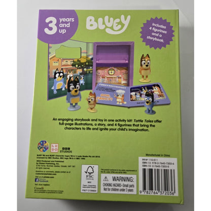 Bluey Tattle Tales Storybook w 4 Figures Kids Gift Set