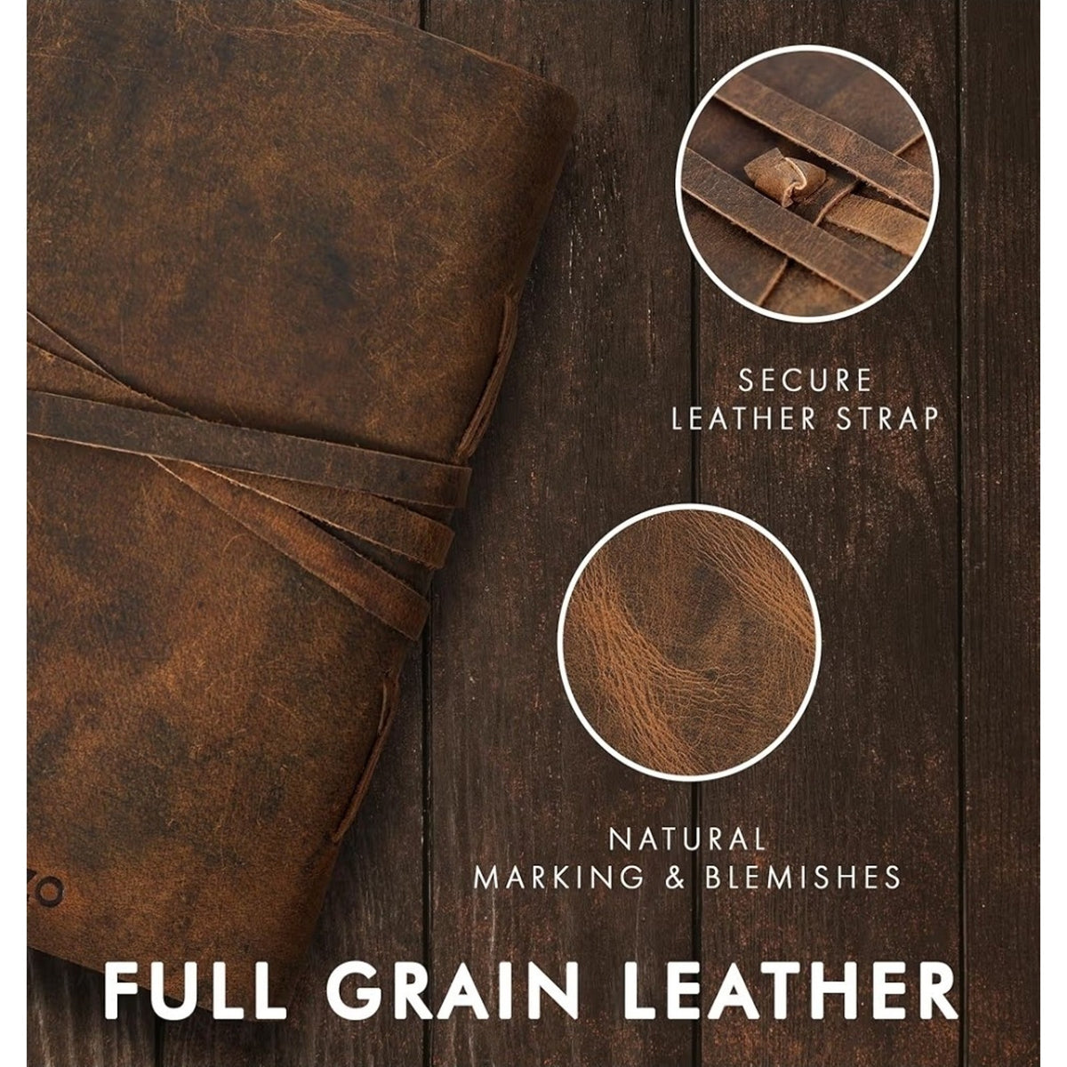 ELIZO Leather Journal Notebook Leather Bound Journal for Men - 7x9 Refillable Le