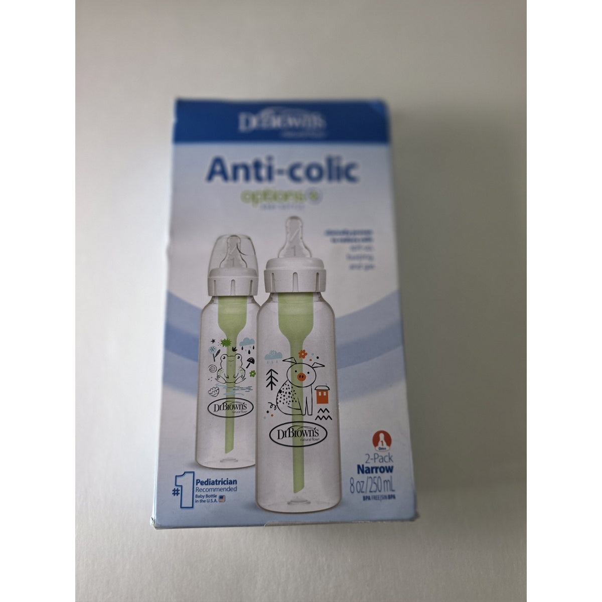 Dr. Brown's Anti-Colic Options+ Narrow-Neck Baby Bottle - Pig & Frog 2 Pack Of 2