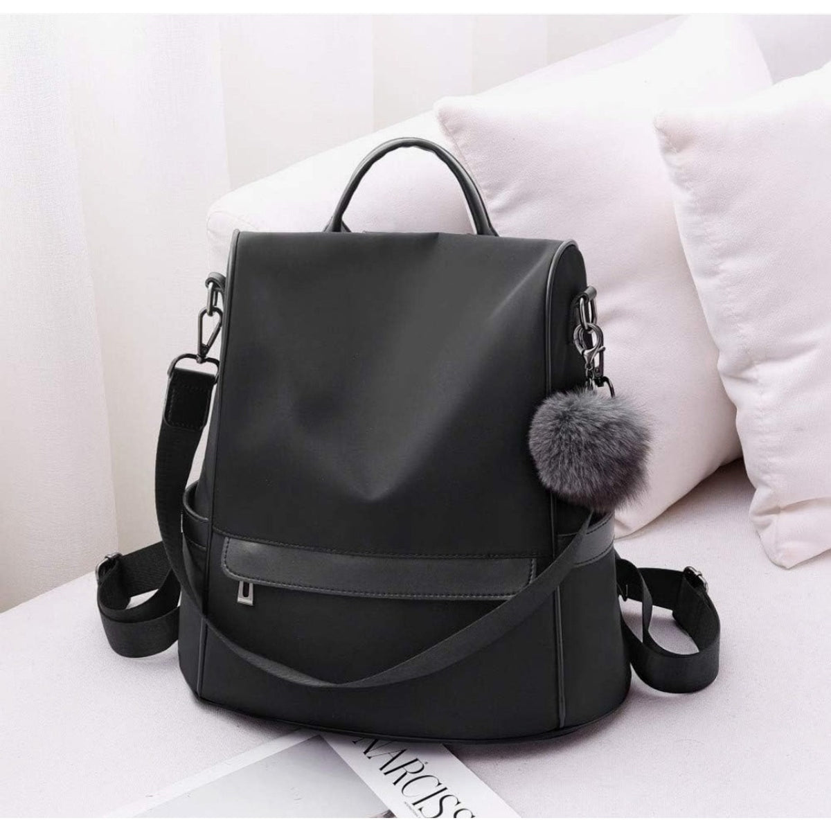 CHERUTY Women Backpack Purse Nylon Anti-theft Fashion Medium, 1-1 Black