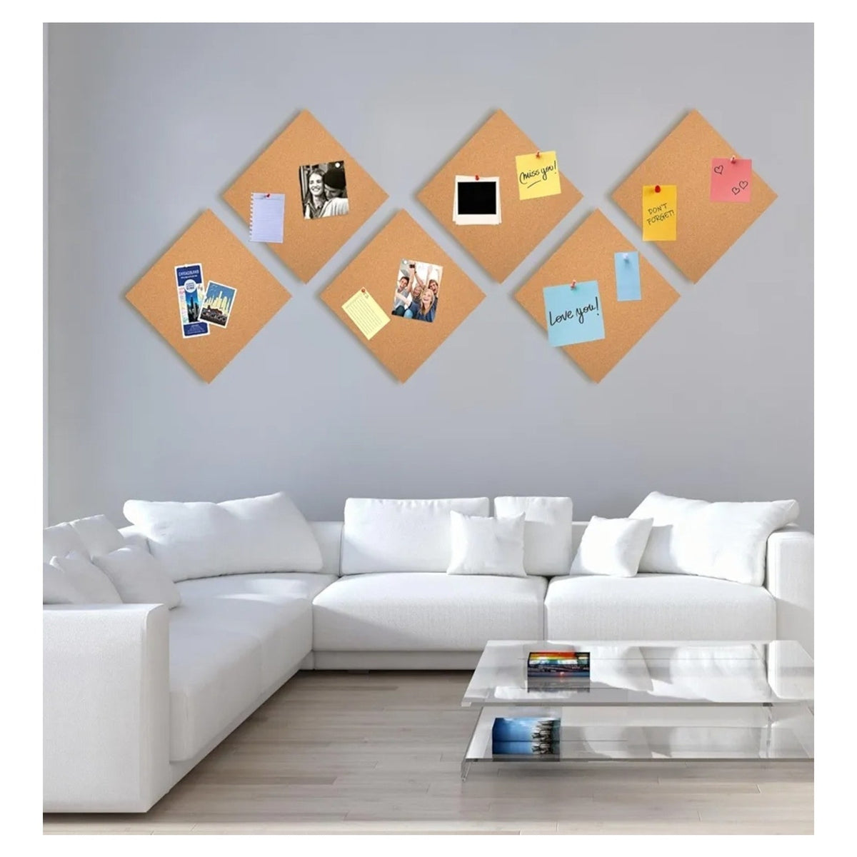Cork Board Tiles - 4 Packs Adhesive Corkboards for Wall, Small Cork Brown-4pack