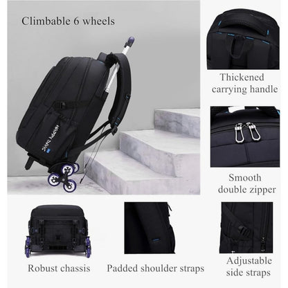 Solid Color Trolley Backpack Schoolbag for Middle School Students Elementary ...