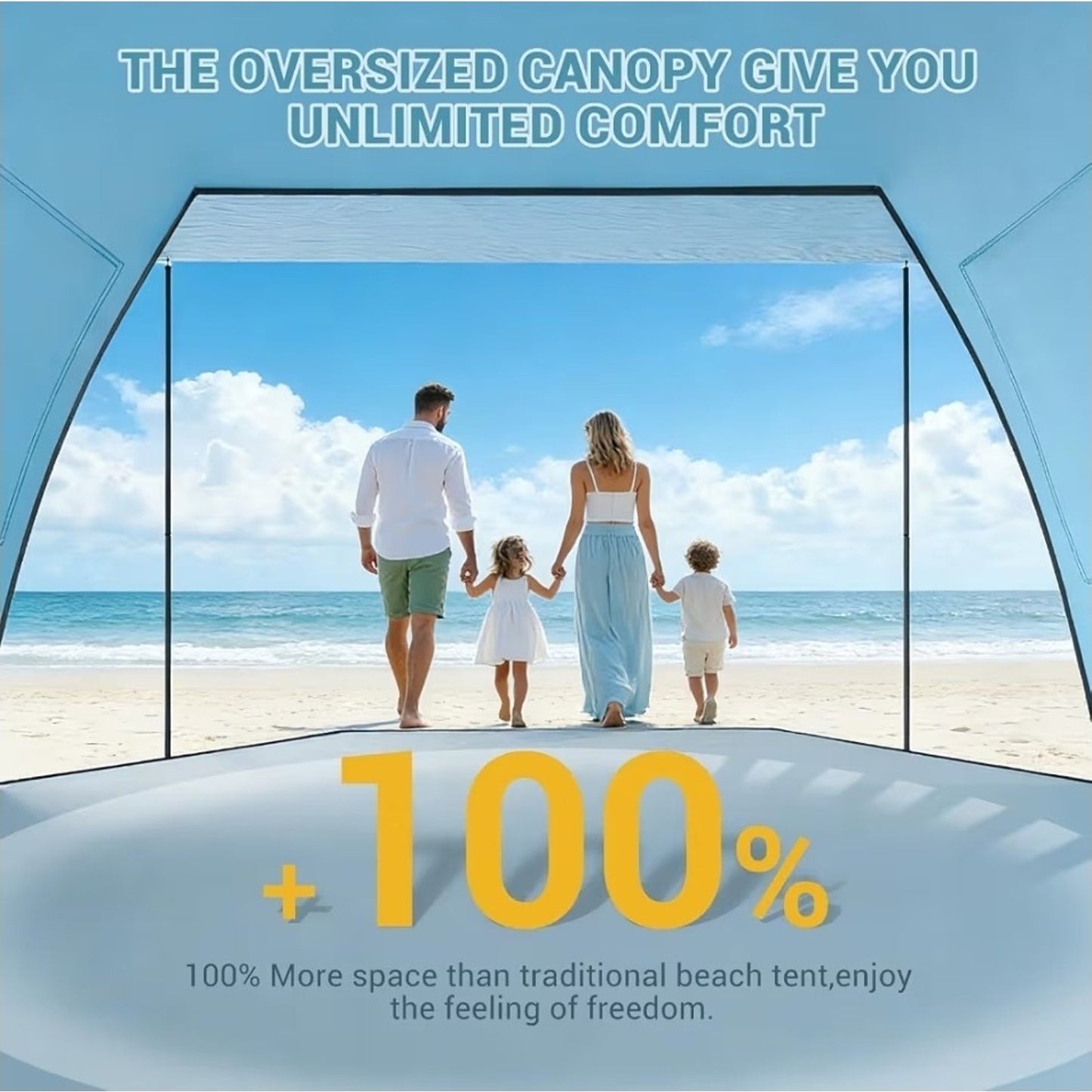 Elegear Beach Tent Sun Shelter with Canopy, 4-5 Person Pop Up Beach Tent