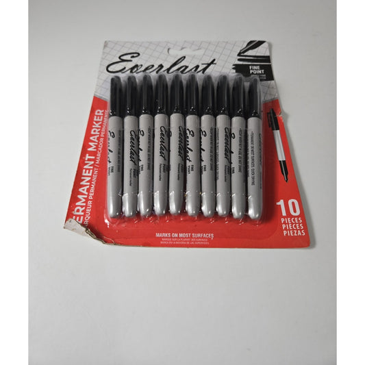 10 piece Black permanent marker fine point