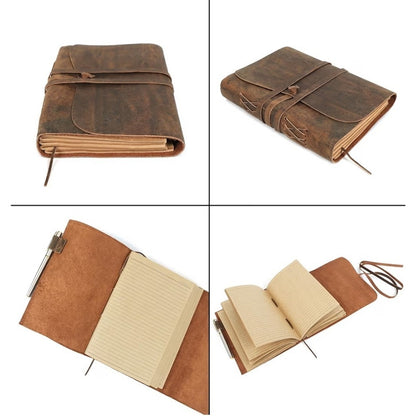 ELIZO Leather Journal Notebook Leather Bound Journal for Men - 7x9 Refillable Le