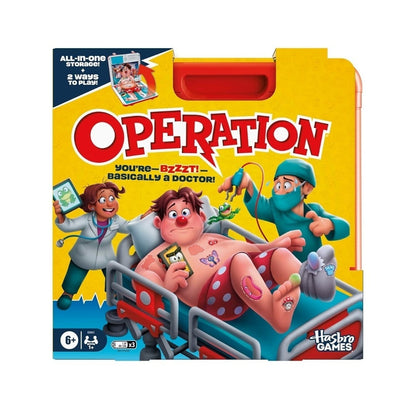 Hasbro Operation Electronic Board Game with All-in-One Carrying Case w/ Handle