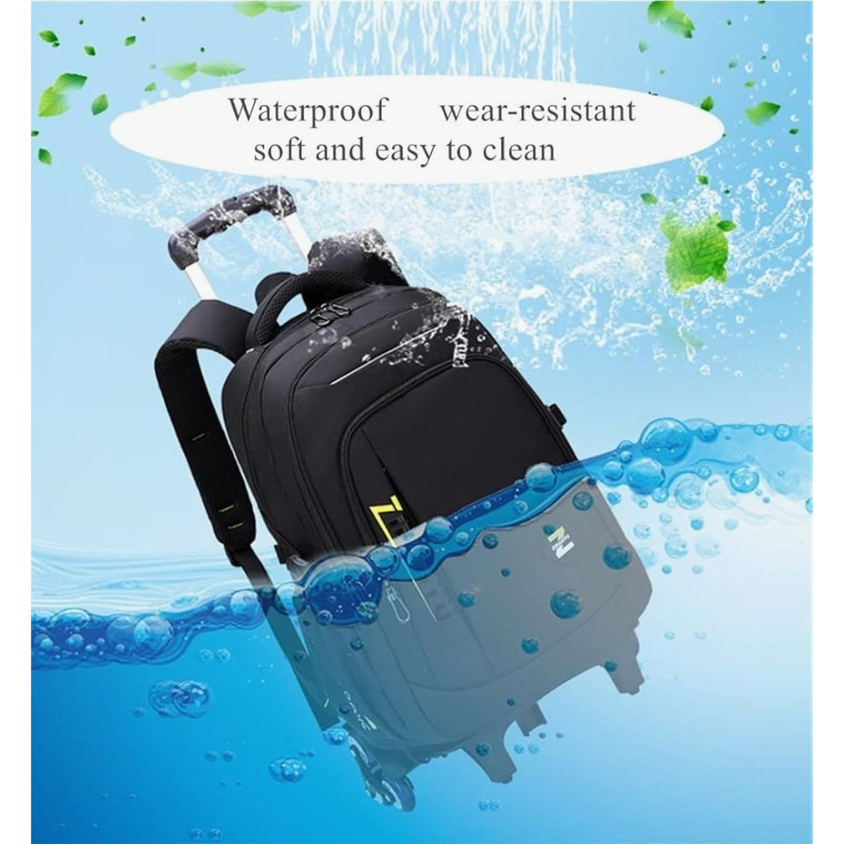 Solid Color Trolley Backpack Schoolbag for Middle School Students Elementary ...