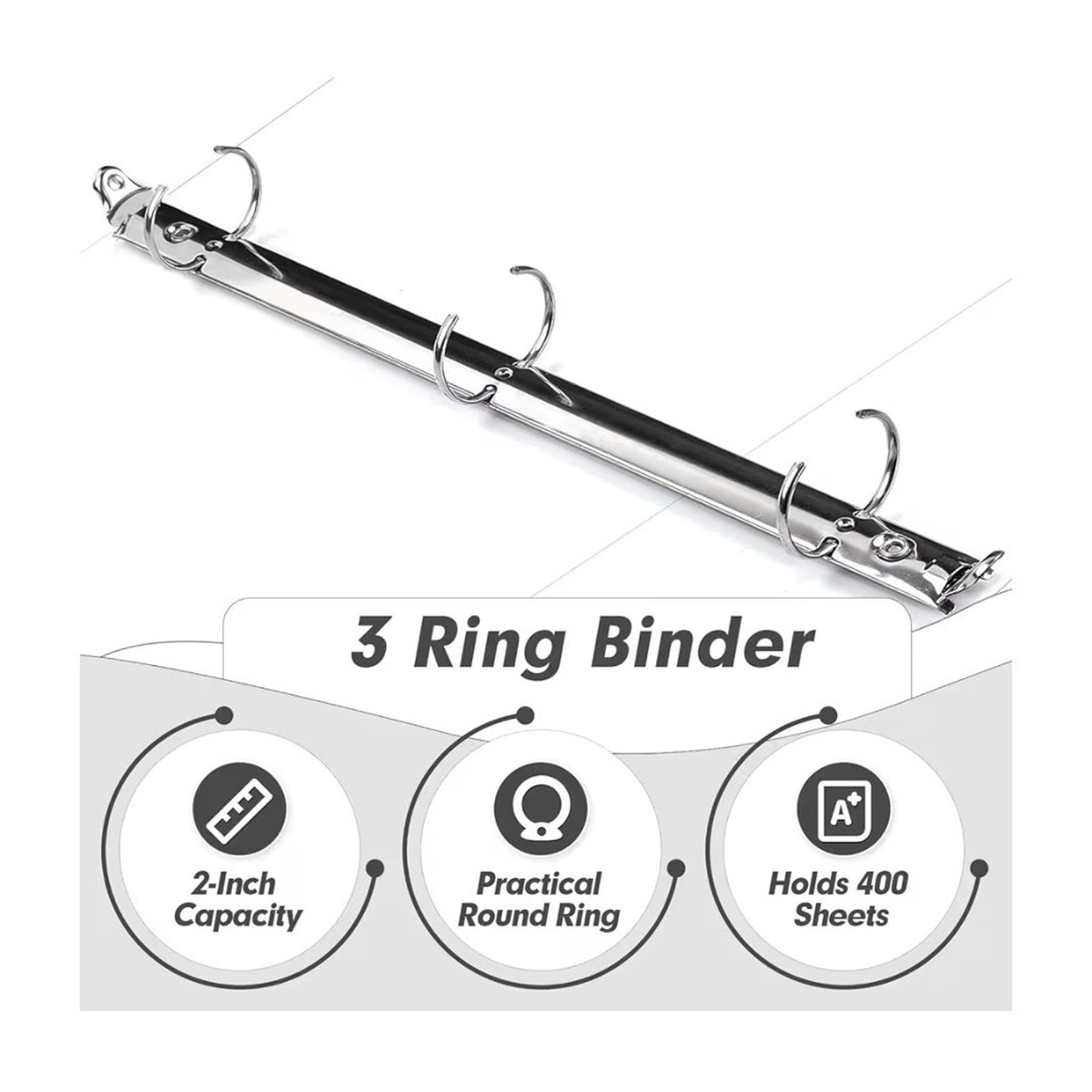 3 Ring Binder 2 Inch 6 Pack 2-Inch Binder Fits Letter Size 8.5'' x 11'' Paper