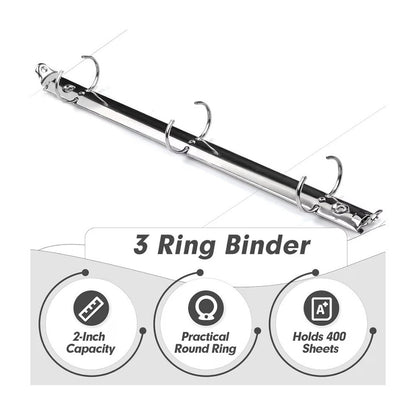 3 Ring Binder 2 Inch 6 Pack 2-Inch Binder Fits Letter Size 8.5'' x 11'' Paper