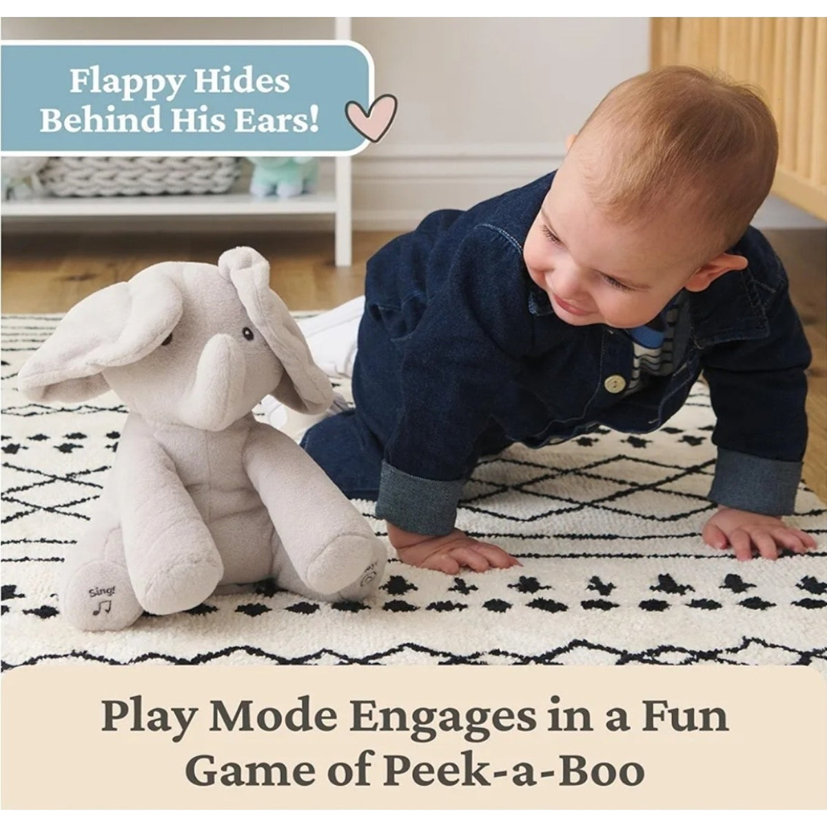 Baby Gund 12" Animated Flappy The Elephant Plush, Singing Stuffed Animal