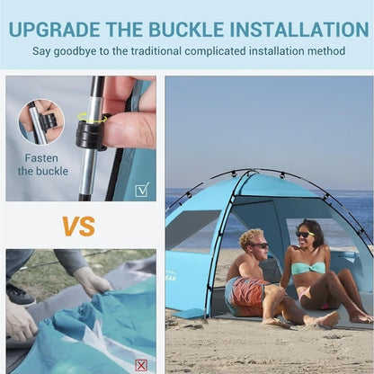 Elegear Beach Tent Sun Shelter with Canopy, 4-5 Person Pop Up Beach Tent