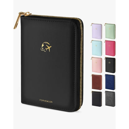 Forvencer Passport Holder Cover with Safe 6.1 x 4.5 x 0.9 inches, Black 2 Pack