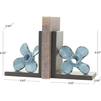 Deco 79 Metal Boat Bookends, Set of 2, 6"W x 7"H, Teal