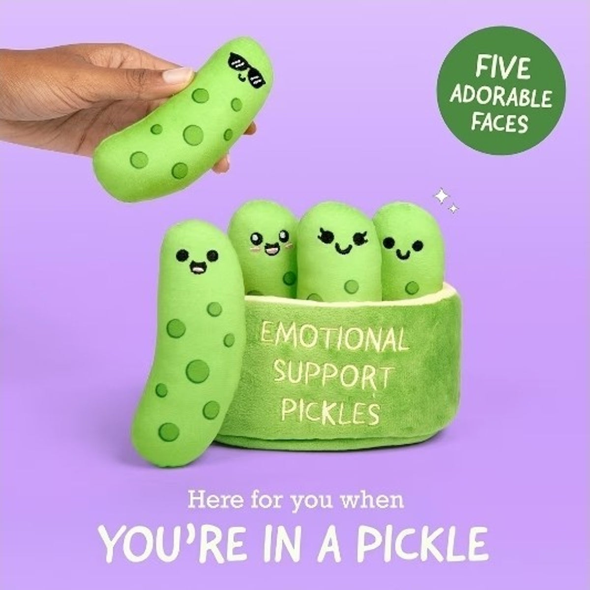 Emotional Support Pickles Plush Set – 5 Stuffed Toys & Basket by Relatabl Sealed