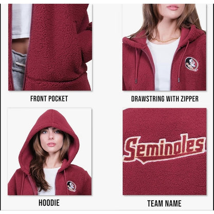 Ultra Game NCAA Official Women's Full Zip Sherpa Hoodie USC Team Color Medium