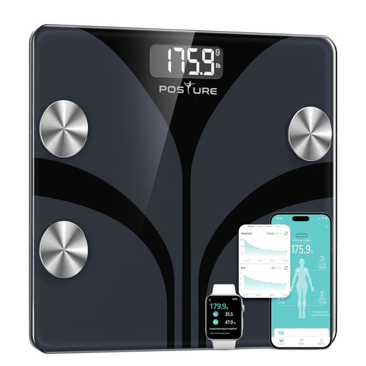 Posture Smart Body Weight Scale Digital BMI Fat Analyzer Bluetooth 400lb Black - New