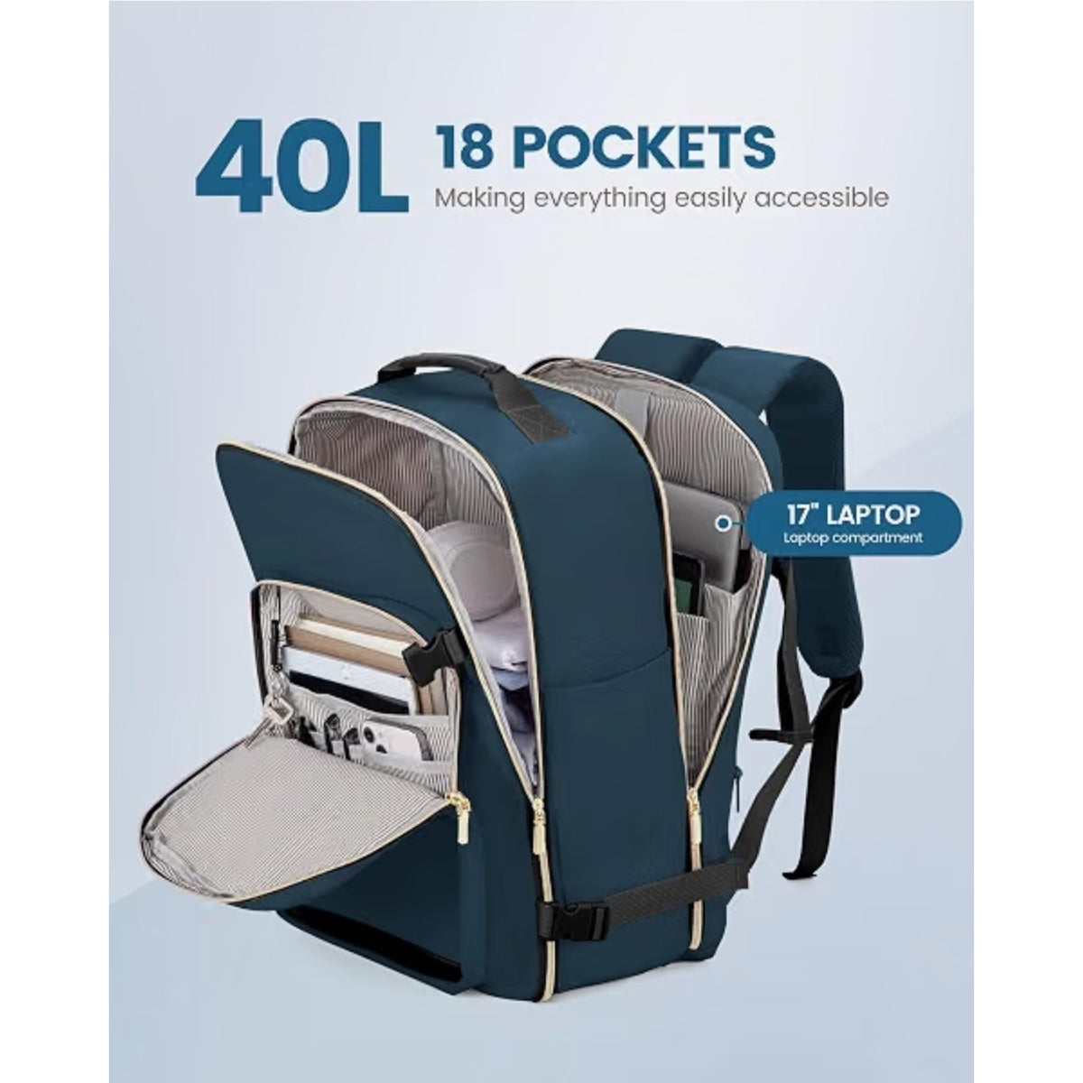 LOVEVOOK 40L Travel Backpack Flight Approved Carry on Backpack,3 Packing